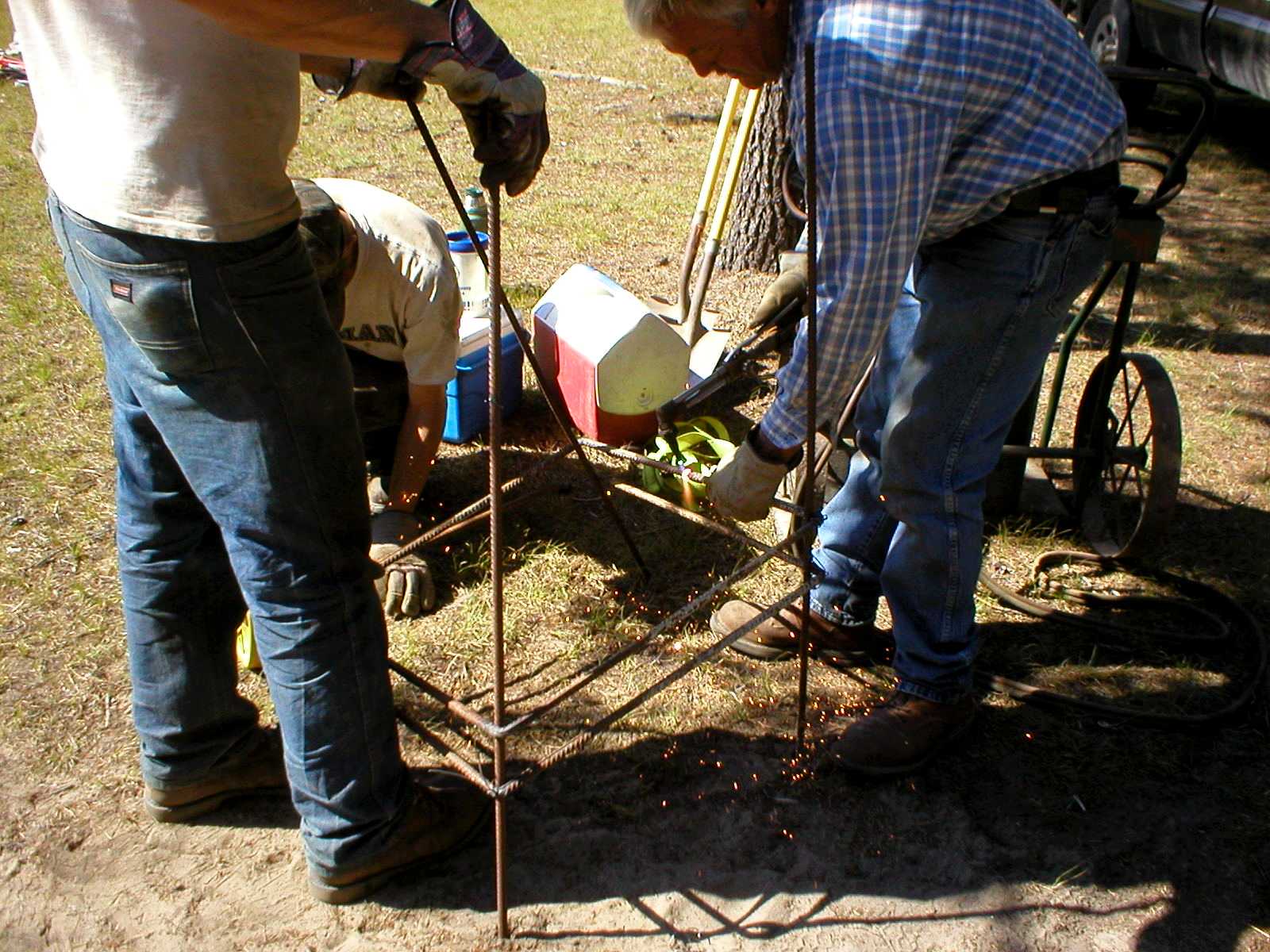 Initial fit prior to concrete. Note that top rebar is above base